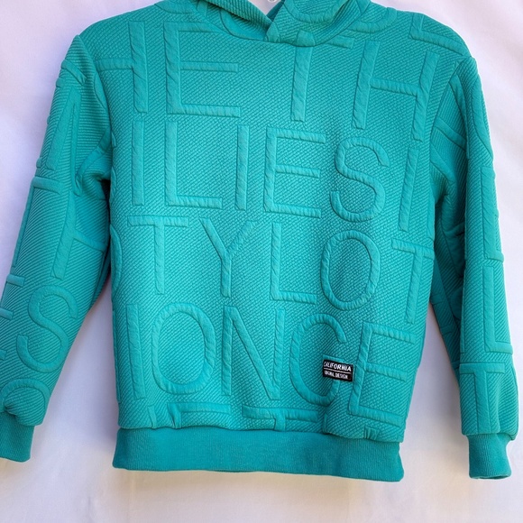 Boys Size 10 Teal Embossed Quilted Hoodie - Picture 2 of 4